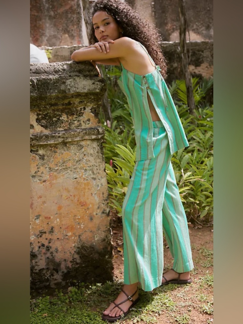 Free People  Sightseer Linen Striped Pant Set 🔥 Size M